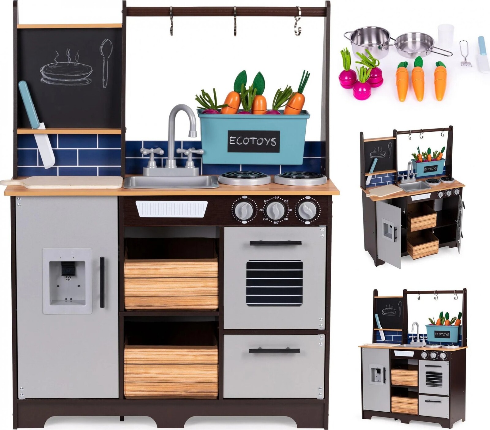 ECOTOYS TL40030 Drevená kuchynka s príslušenstvom