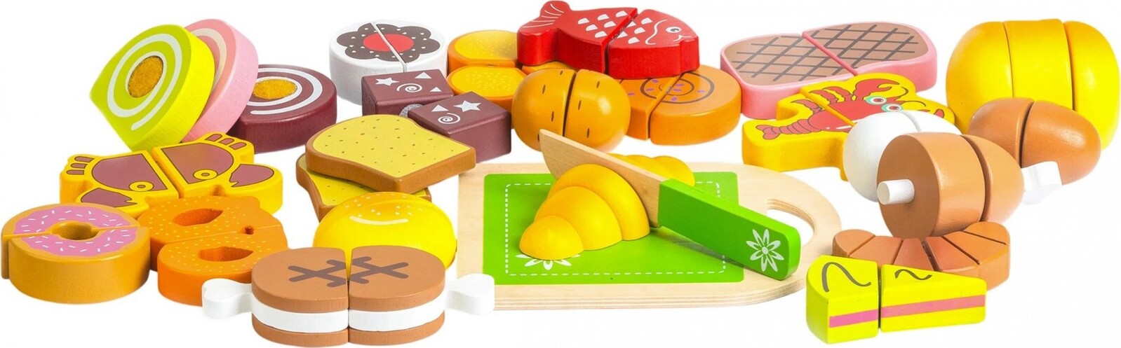 ECOTOYS TL87115 Sada detských drevených potravín na krájanie 23 ks