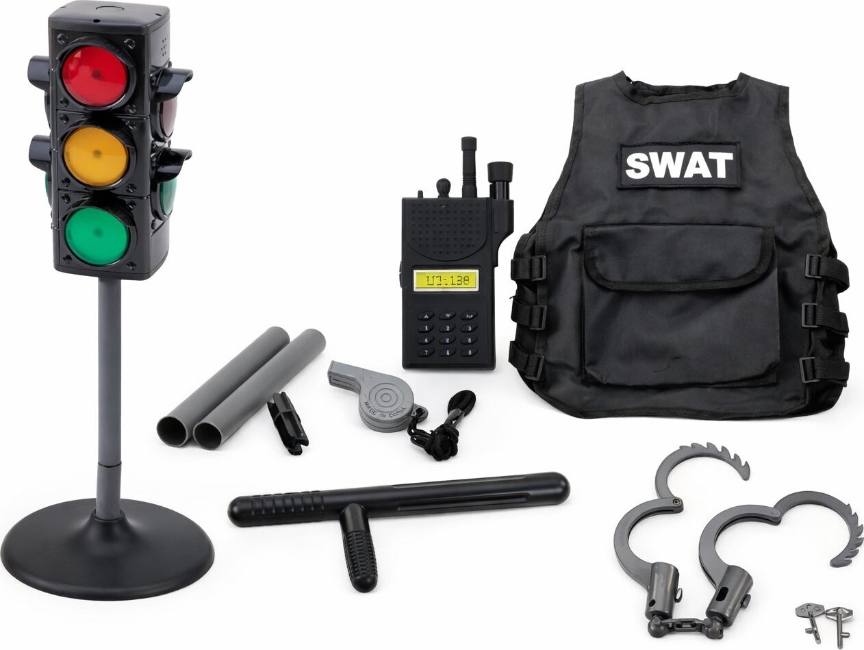 LEAN Toys 20645 Policejní výuková sada pro řízení dopravy, 10 dílů