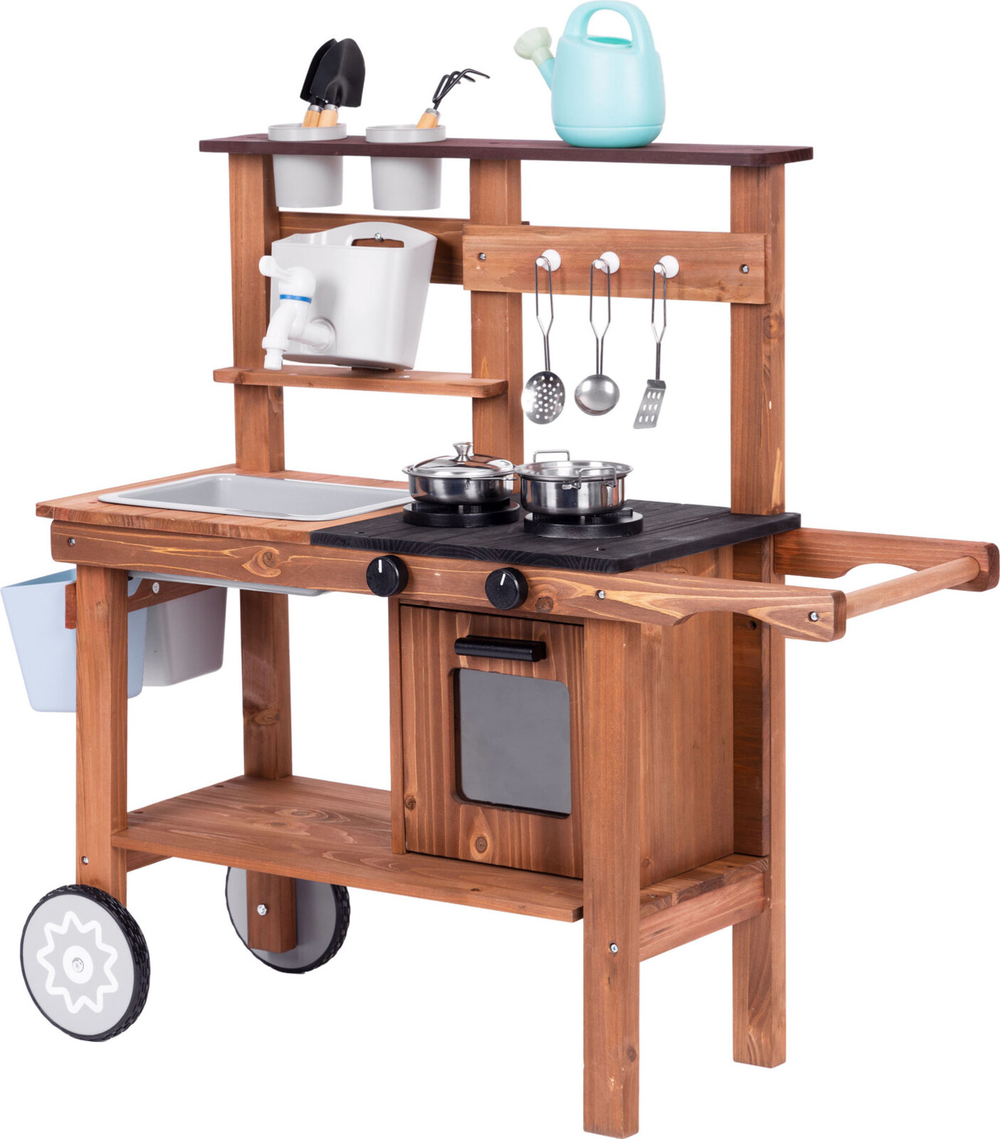 ECOTOYS TL814004 Vonkajšia kuchynka z jedľového dreva s príslušenstvom