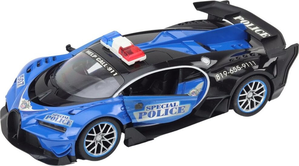 LEAN Toys 19626 Dálkově ovládané RC policejní auto v měřítku 1:12, modré