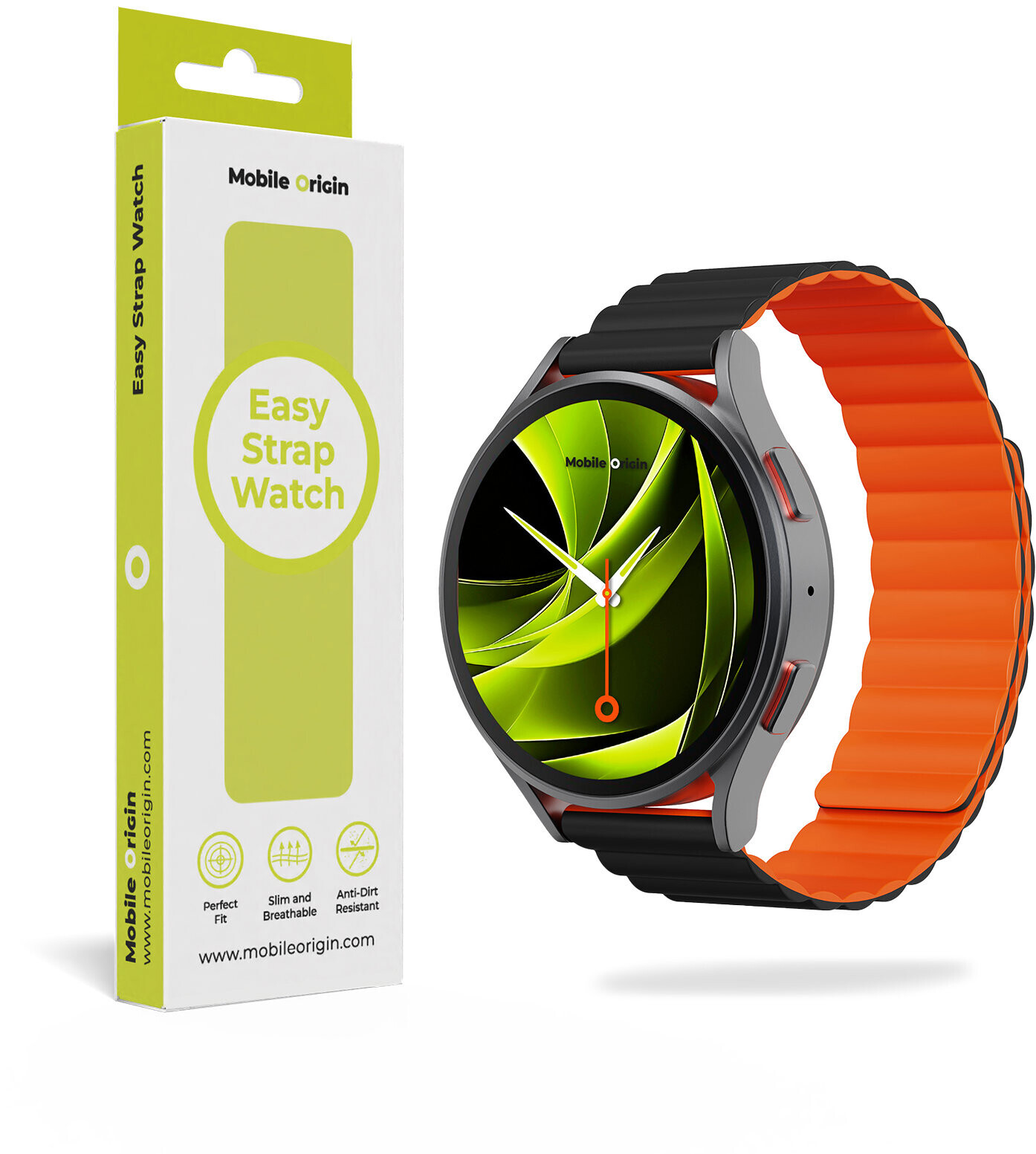 Mobile Origin Easy Strap Magnetic 22 mm Quick Release Black Orange