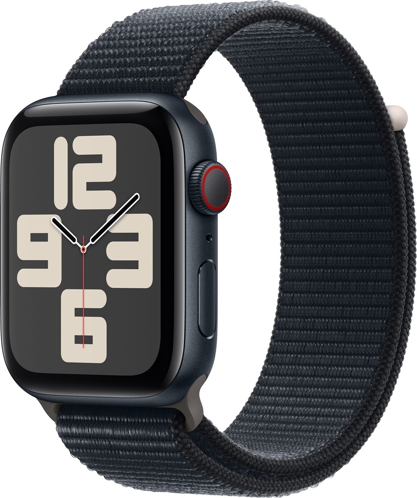 Apple Watch SE Cellular 44 mm Temne atramentový hliník s temne atramentovým prevliekacím remienkom