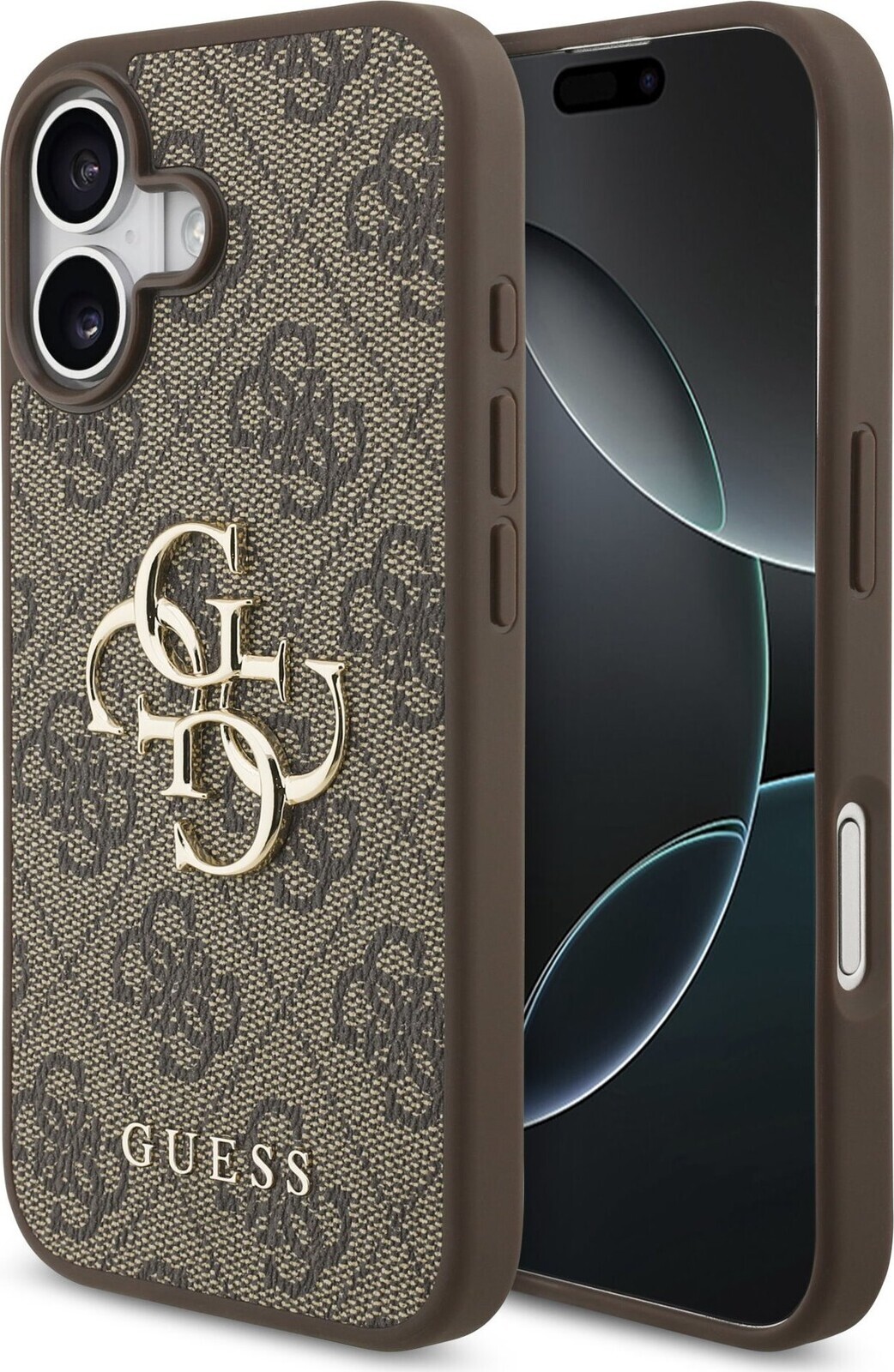 Guess PU 4G Metal Logo Zadný Kryt pre iPhone 17 Brown
