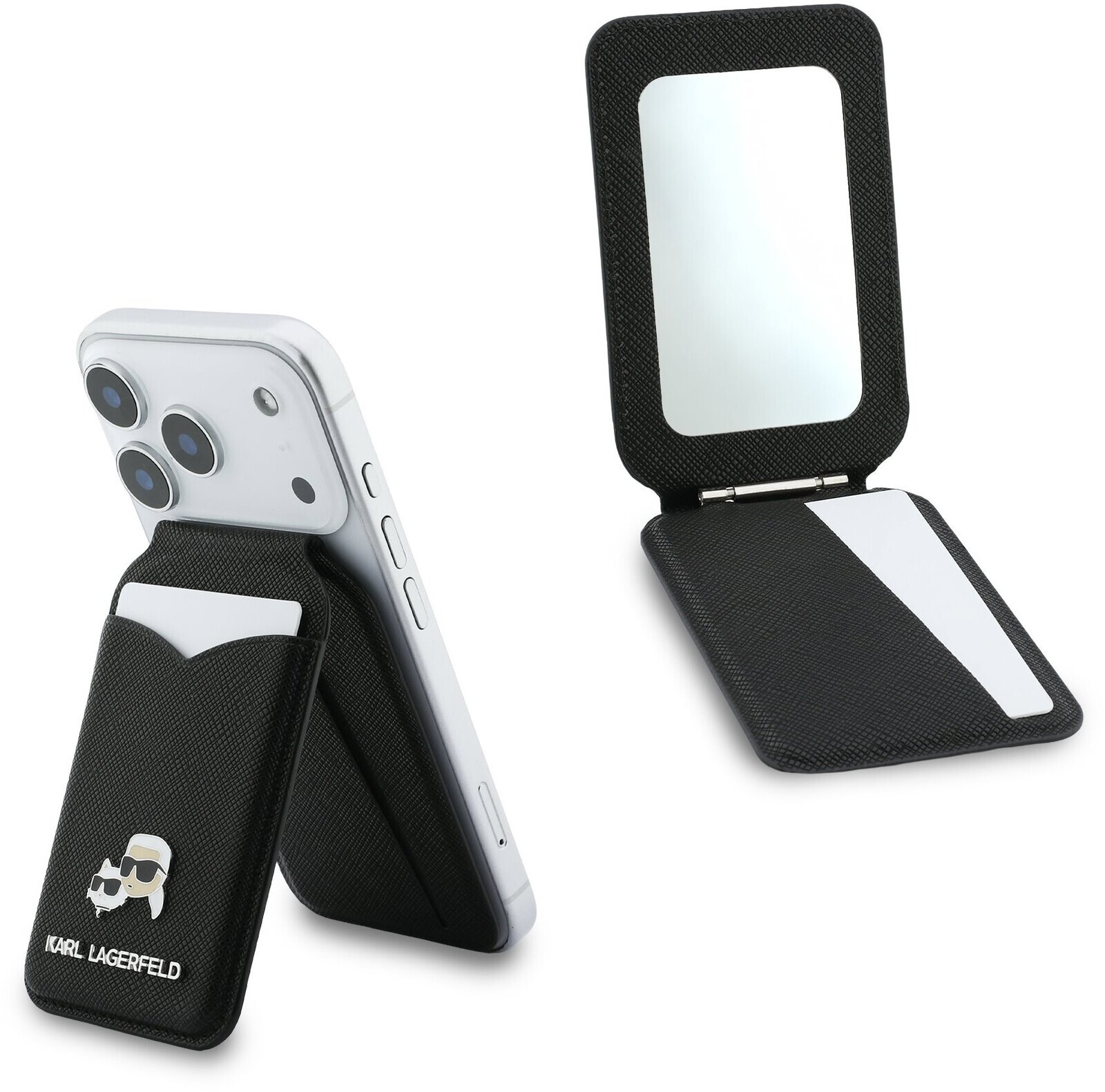Karl Lagerfeld Mirror MagSafe Cardslot Peňaženka so Stojanom Black