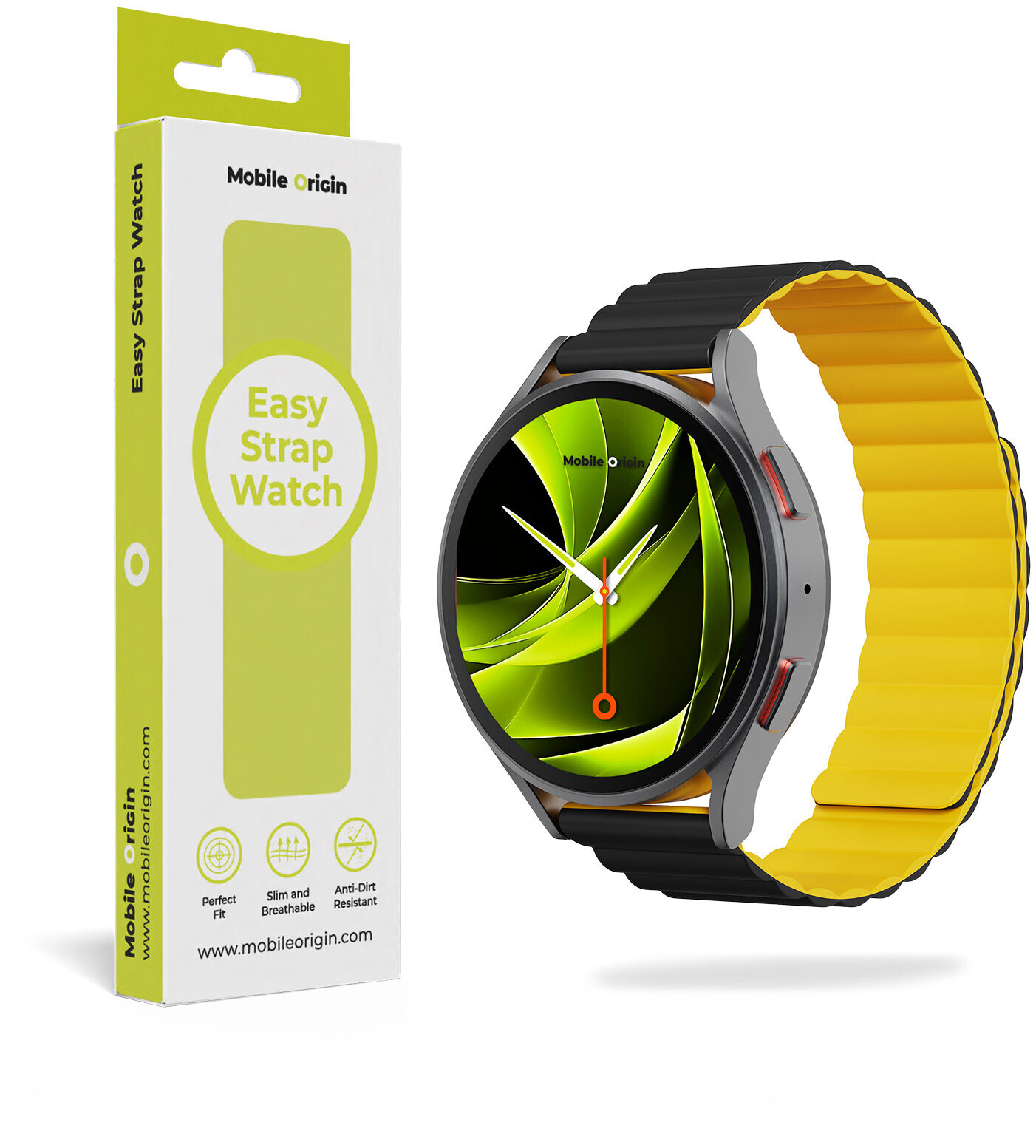 Mobile Origin Easy Strap Magnetic 20 mm Quick Release Black Yellow