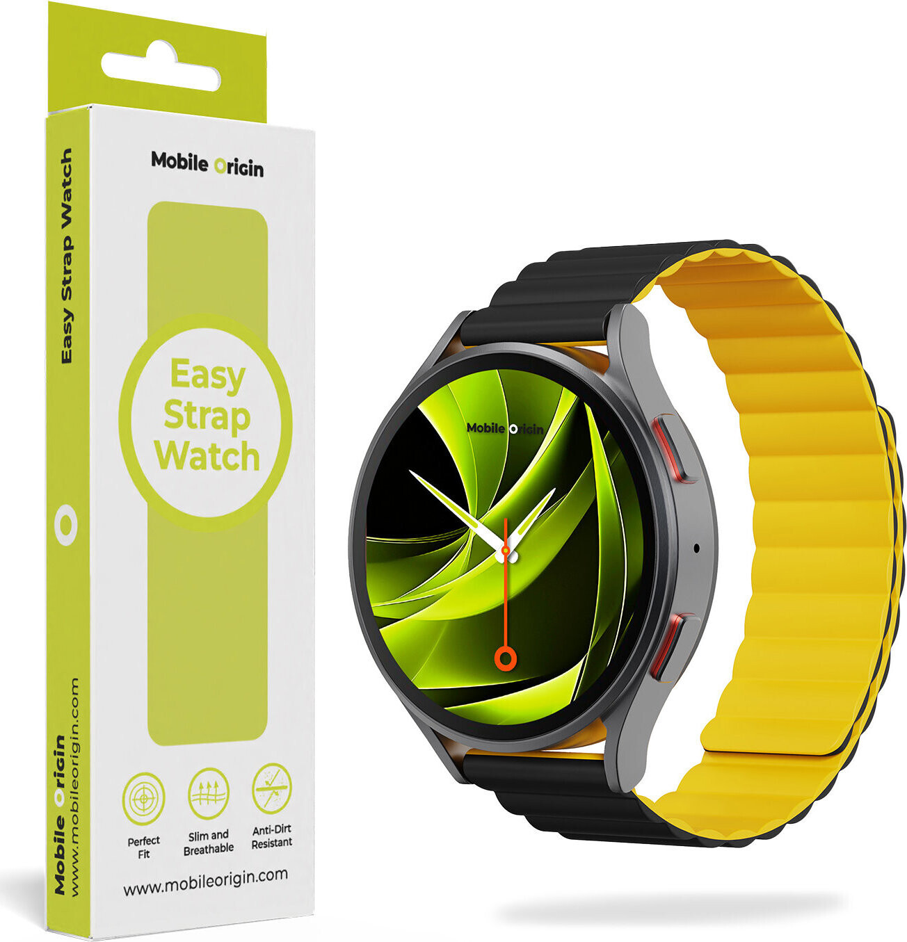 Mobile Origin Easy Strap Magnetic 22 mm Quick Release Black Yellow