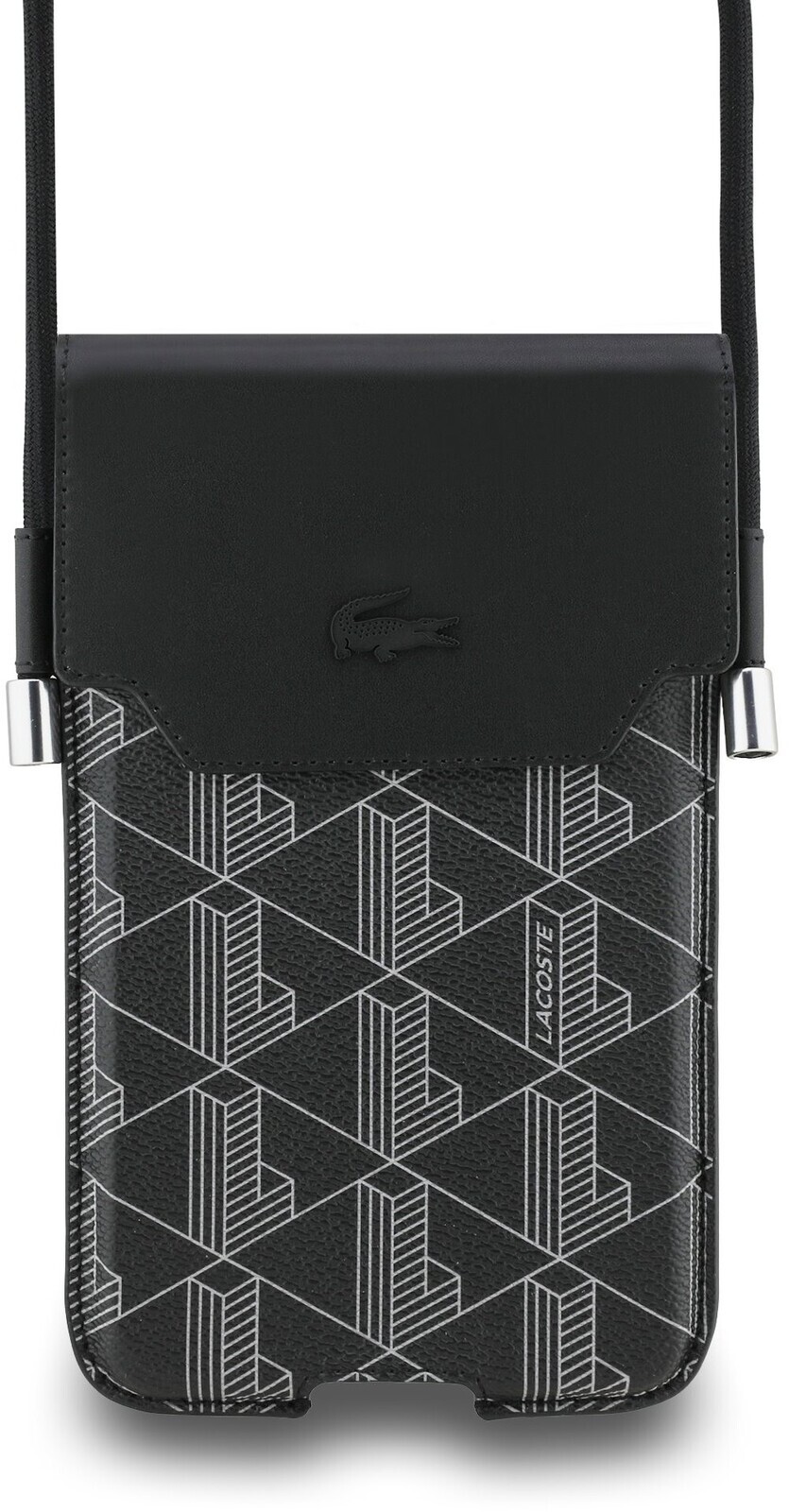 Lacoste PVC Blend Monogram Metal Logo Vrecko na Telefón XL Black