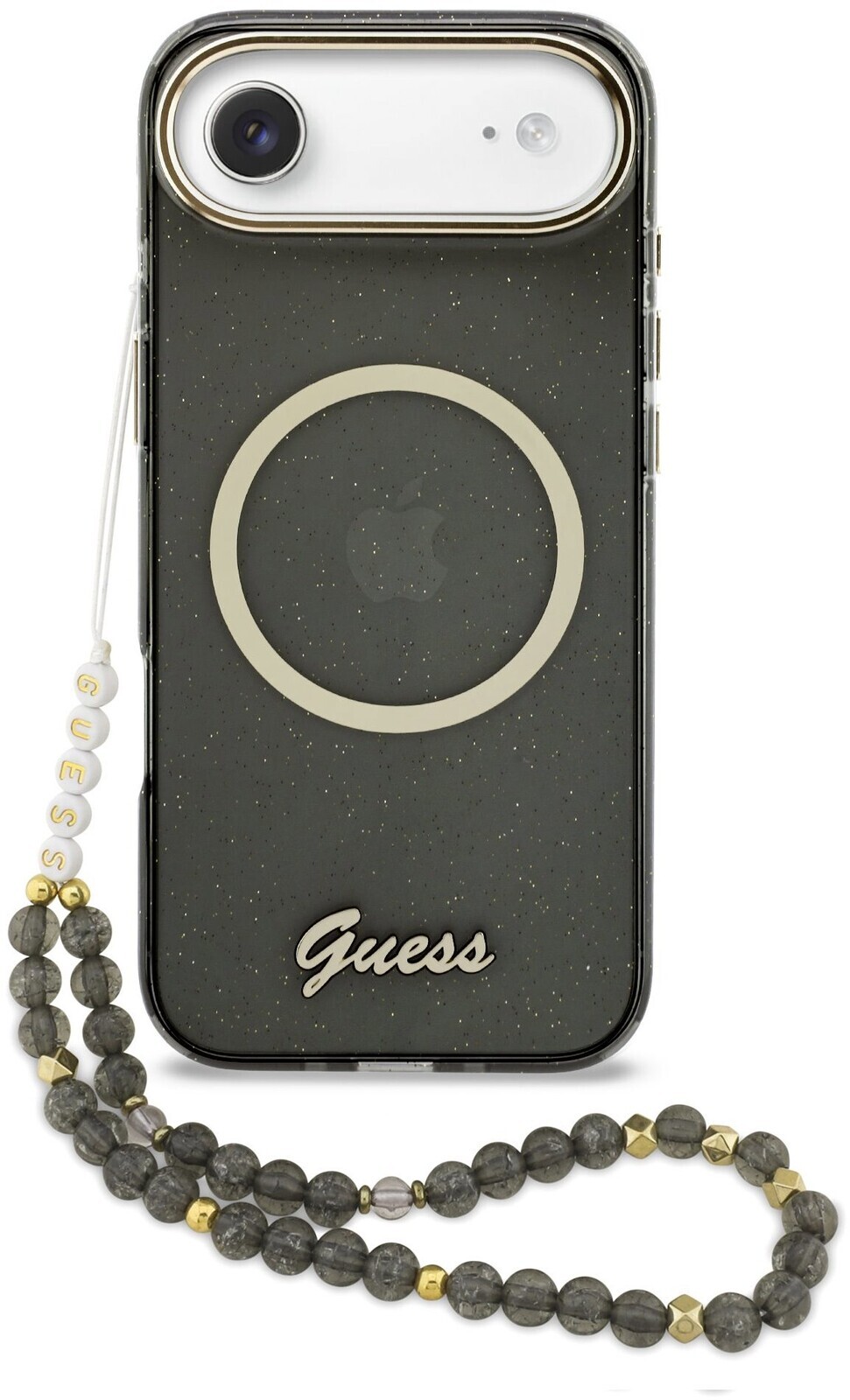 Guess IML Glitter Script Strap MagSafe Zadný Kryt pre iPhone Air Black