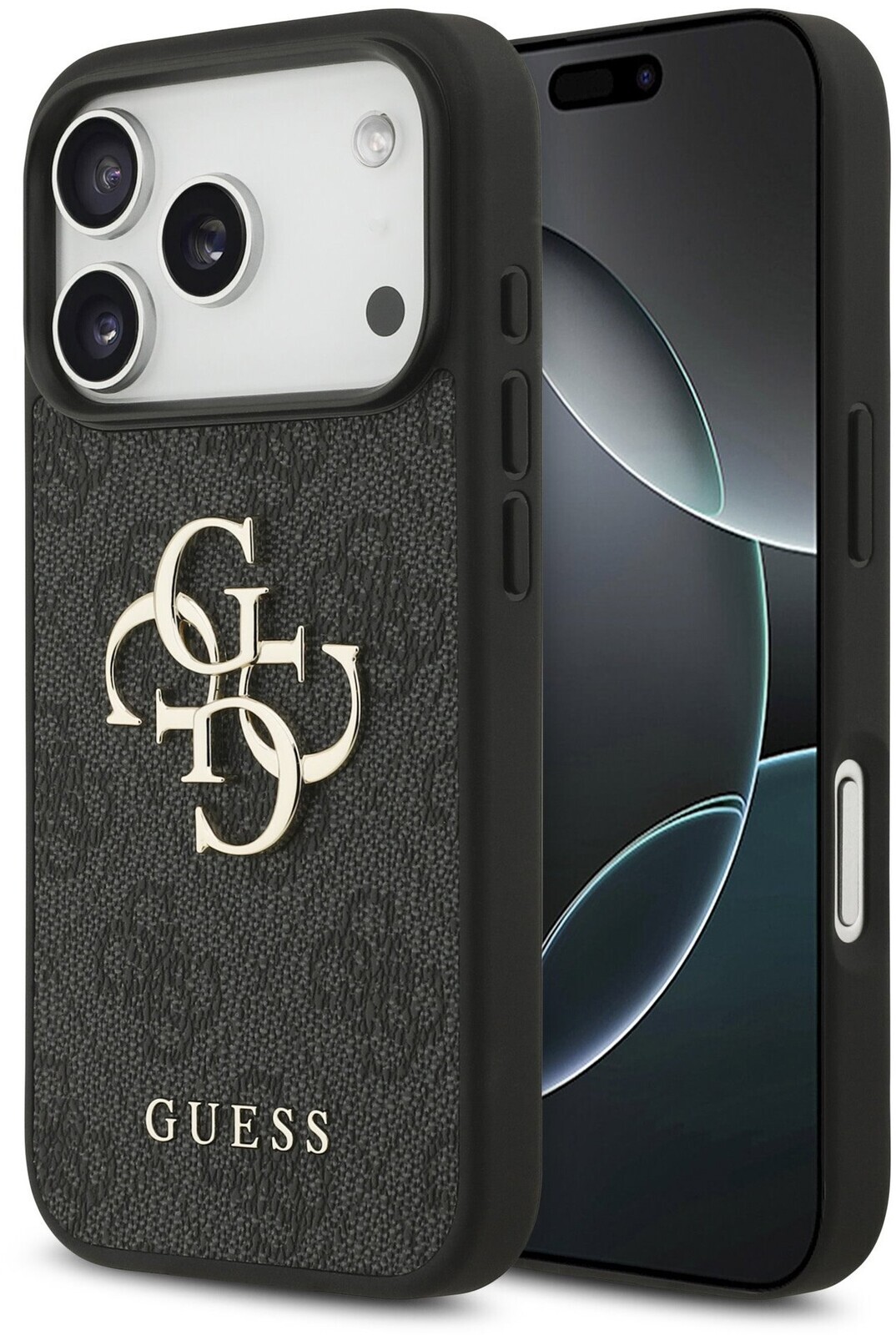 Guess PU 4G Metal Logo Zadný Kryt pre iPhone 17 Pro Grey