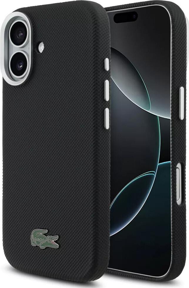 Lacoste PVC Iconic Petit Pique Metal MagSafe Zadný Kryt pre iPhone 17 Black