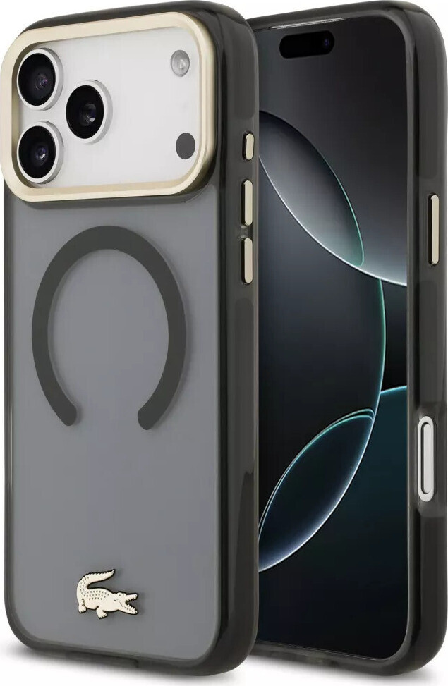 Lacoste PC/TPU Frosted Finish Gold Logo MagSafe Zadný Kryt pre iPhone 17 Pro Max Black