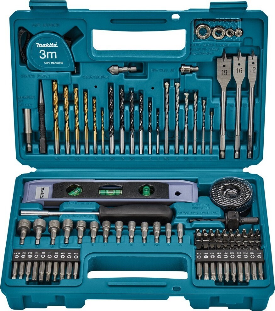 MAKITA Súprava bitov a vrtákov 102 ks v plastovom kufri E-10730