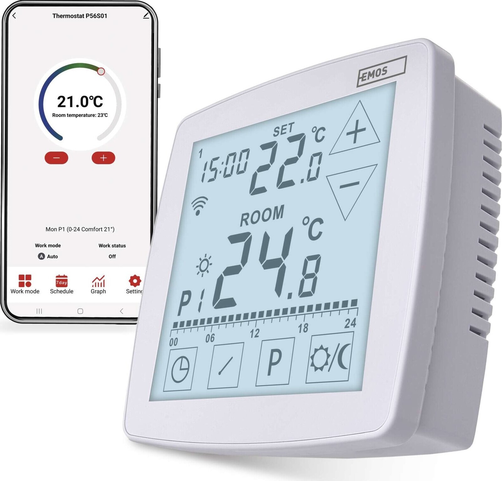 EMOS GoSmart P56S01 izbový + podlahový, programovateľný, drôtový, WiFi