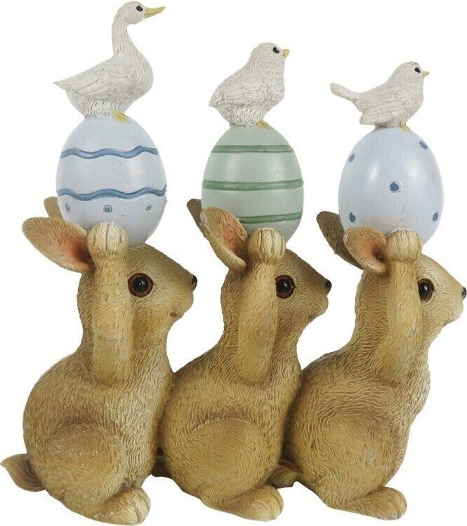 Clayre & Eef Veľkonočná dekorácia – Zajačiky s vajíčkami