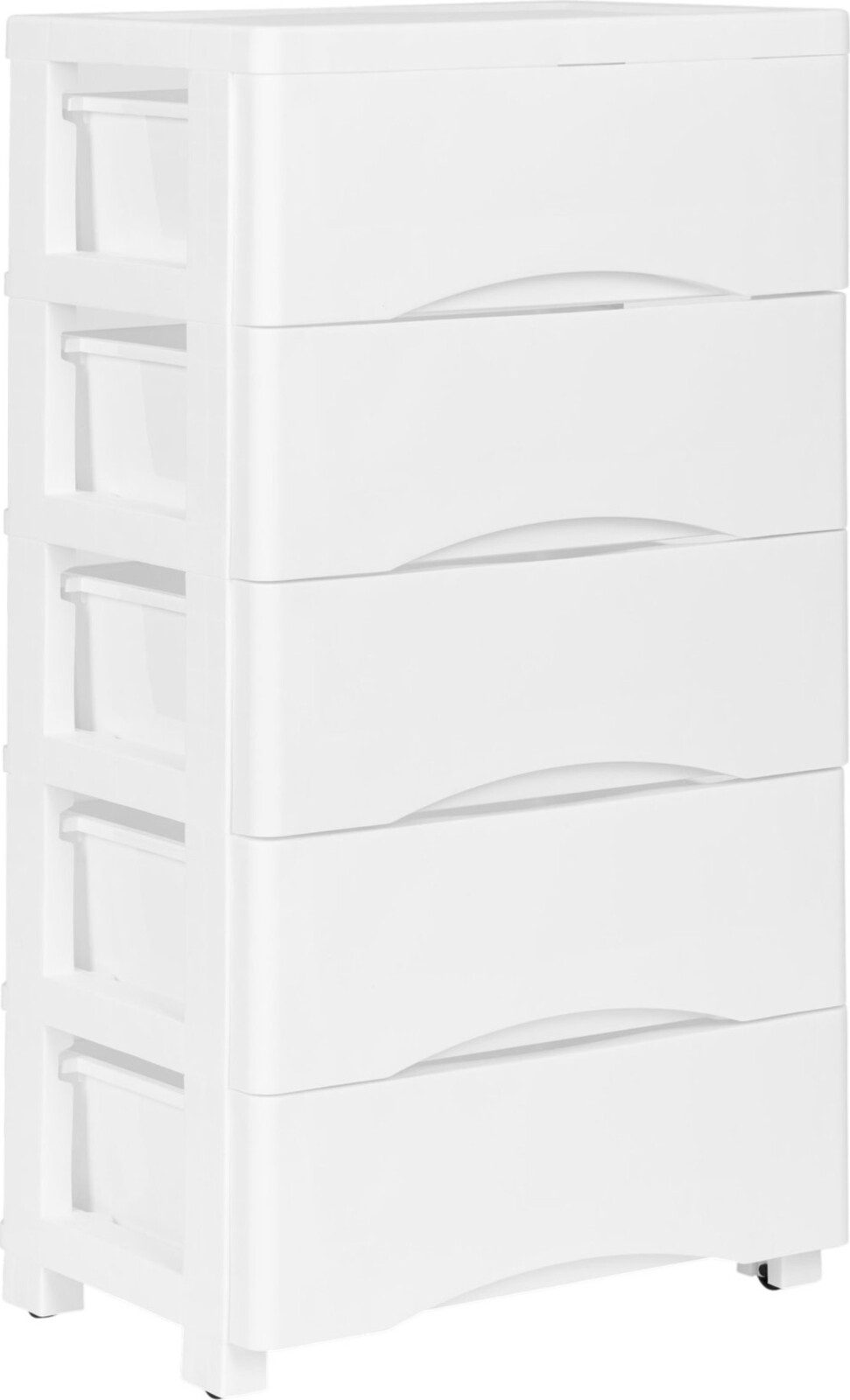 ModernHome PJJCBS0024-05B Úložný regál s 5 zásuvkami na kolečkách, 75 × 27 × 39 cm, bílý