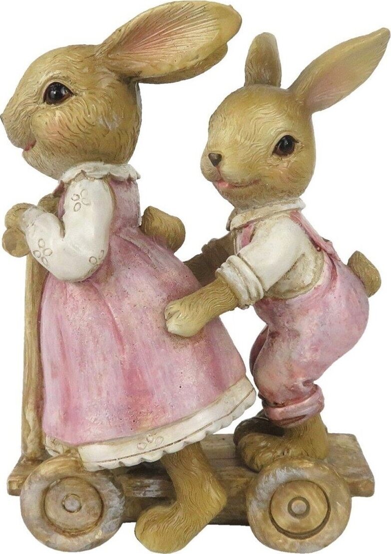 Clayre & Eef Veľkonočná dekorácia – Zajačiky na kolobežke