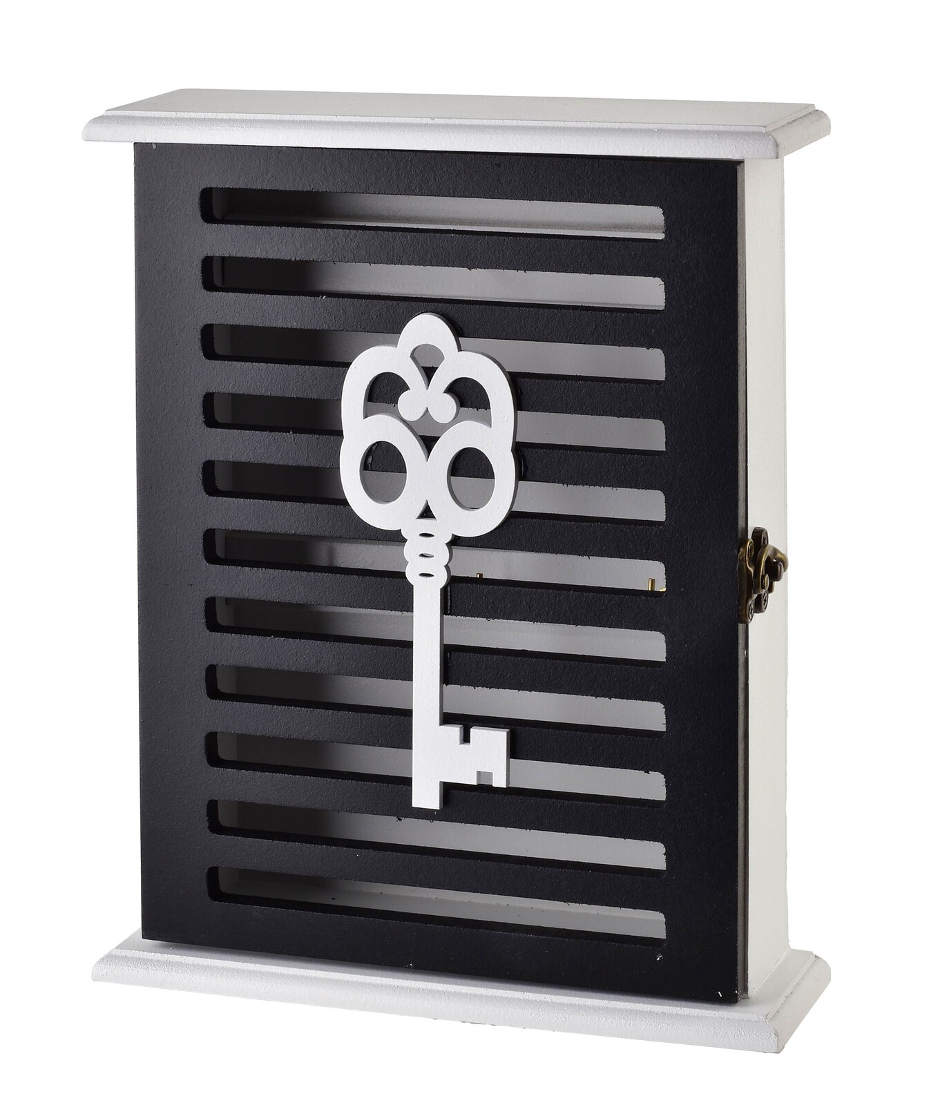 Dřevěná skříňka na klíče STACY Grid 19,5x6x28 cm černá