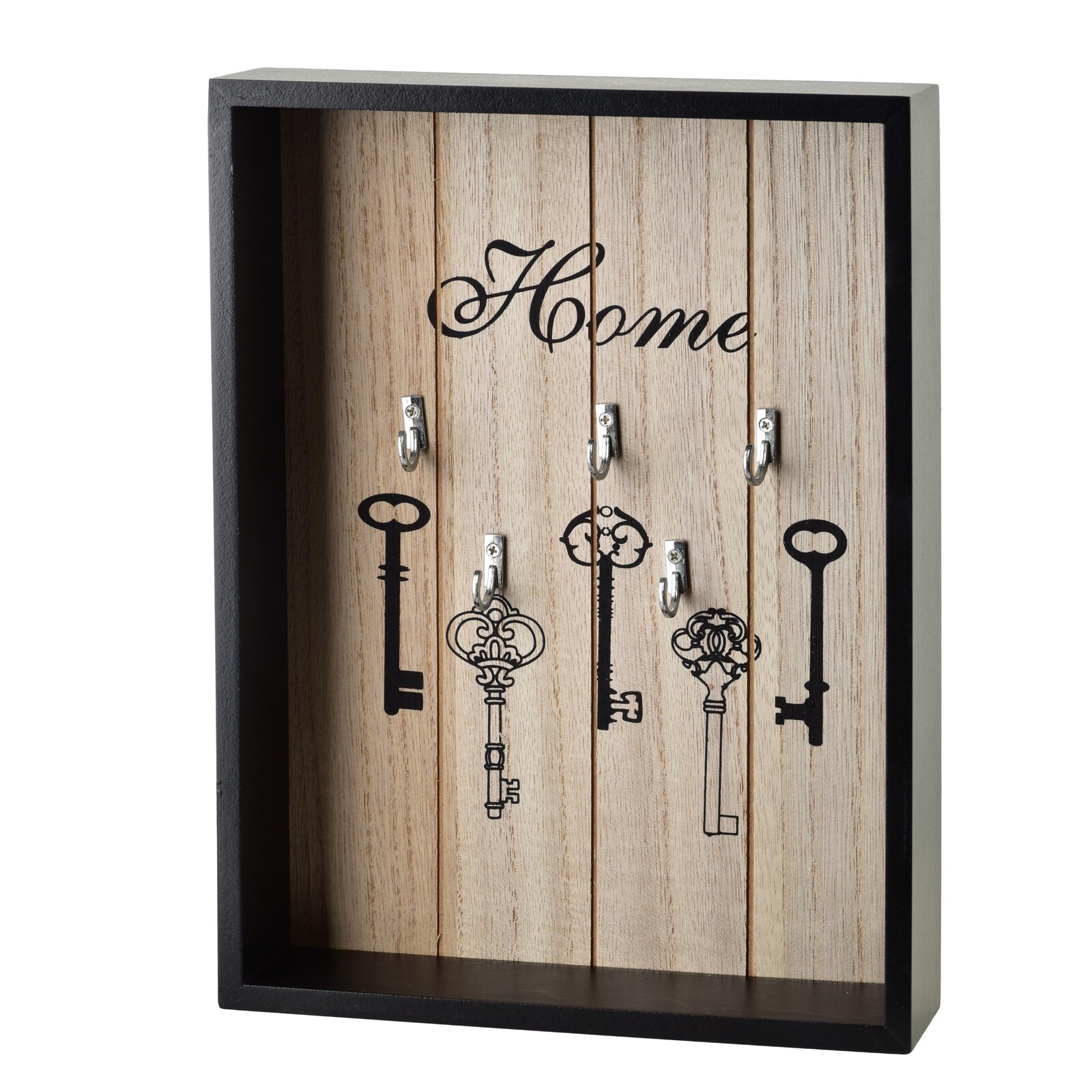 Dřevěná skříňka na klíče STACY Key 22x5x28,5 cm černá/hnědá