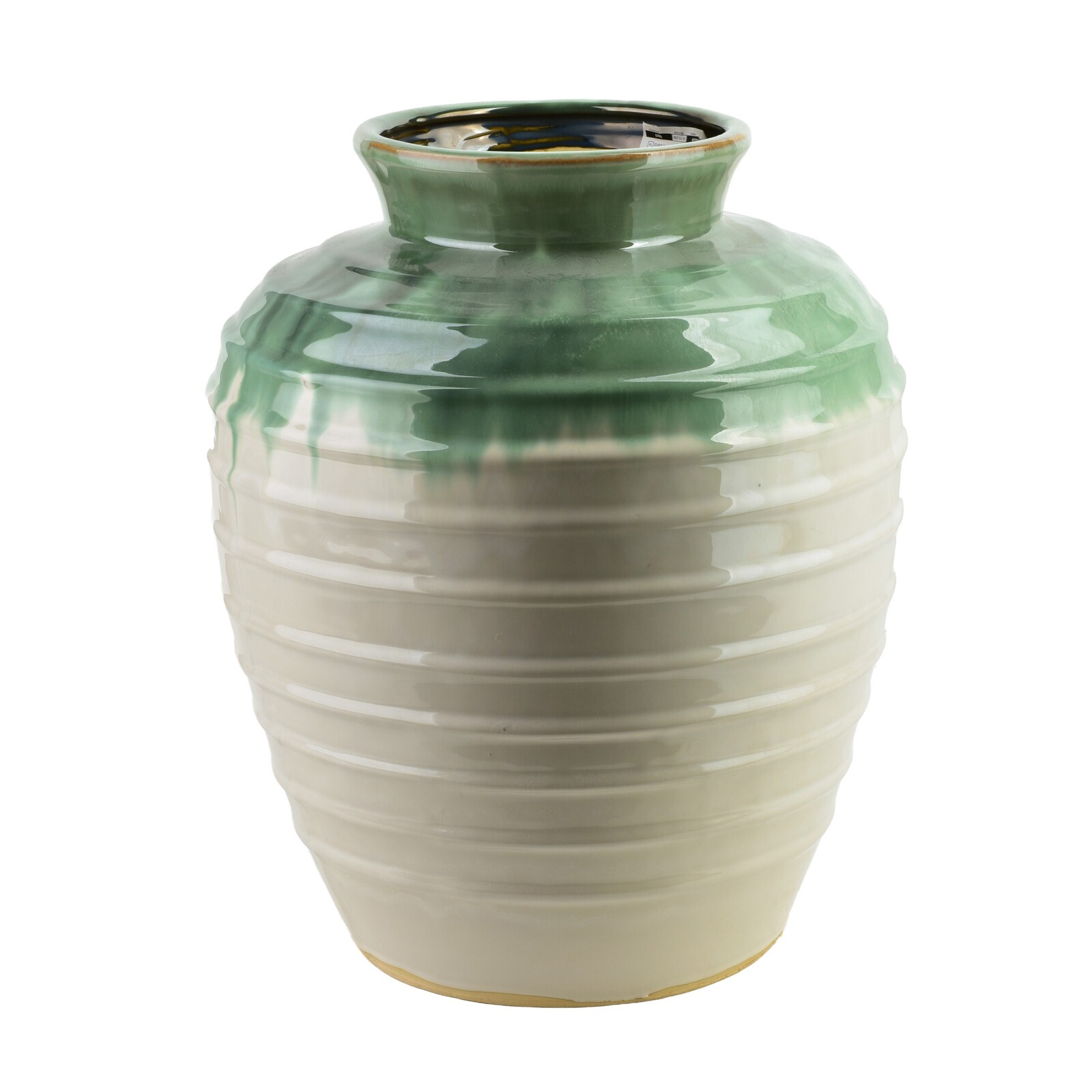 Keramická váza Evro A1 32,5x39,5 cm krémová/zelená