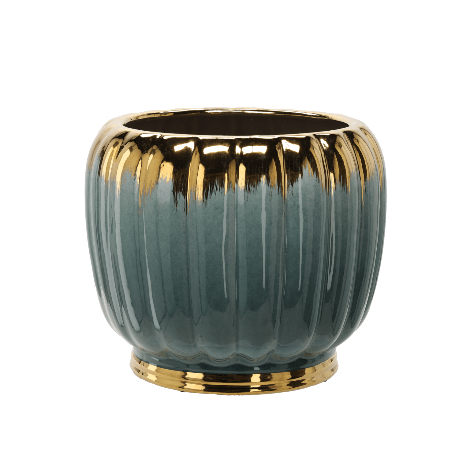 Keramický obal na květináč Gaya 41 cm zeleno-zlatý