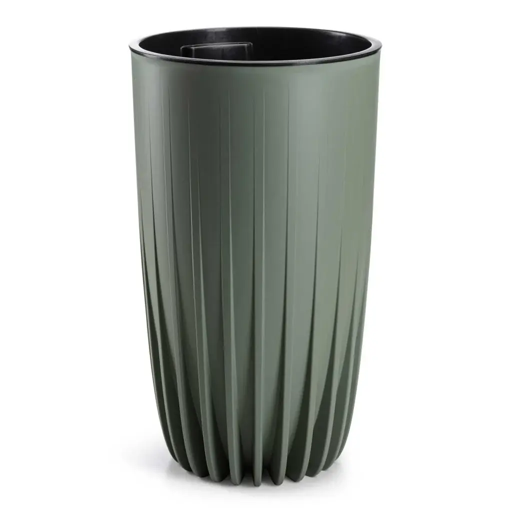 Květináč STRIPPED ECO II 30 cm šedo-zelený