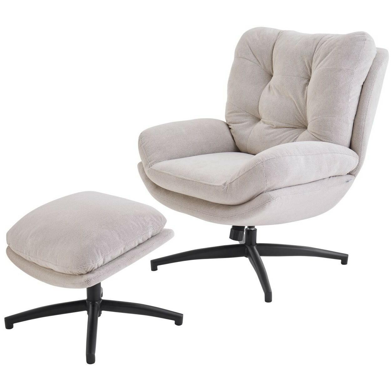 Otočné křeslo s podnožkou ROYAL béžové