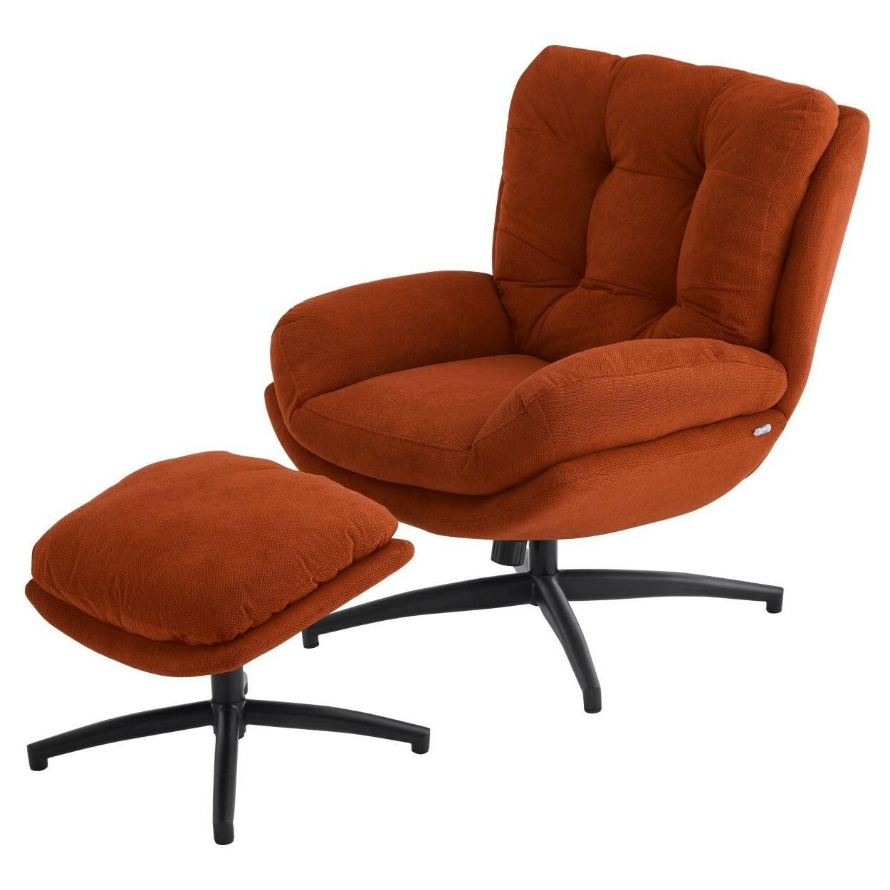 Otočné křeslo s podnožkou ROYAL měděné