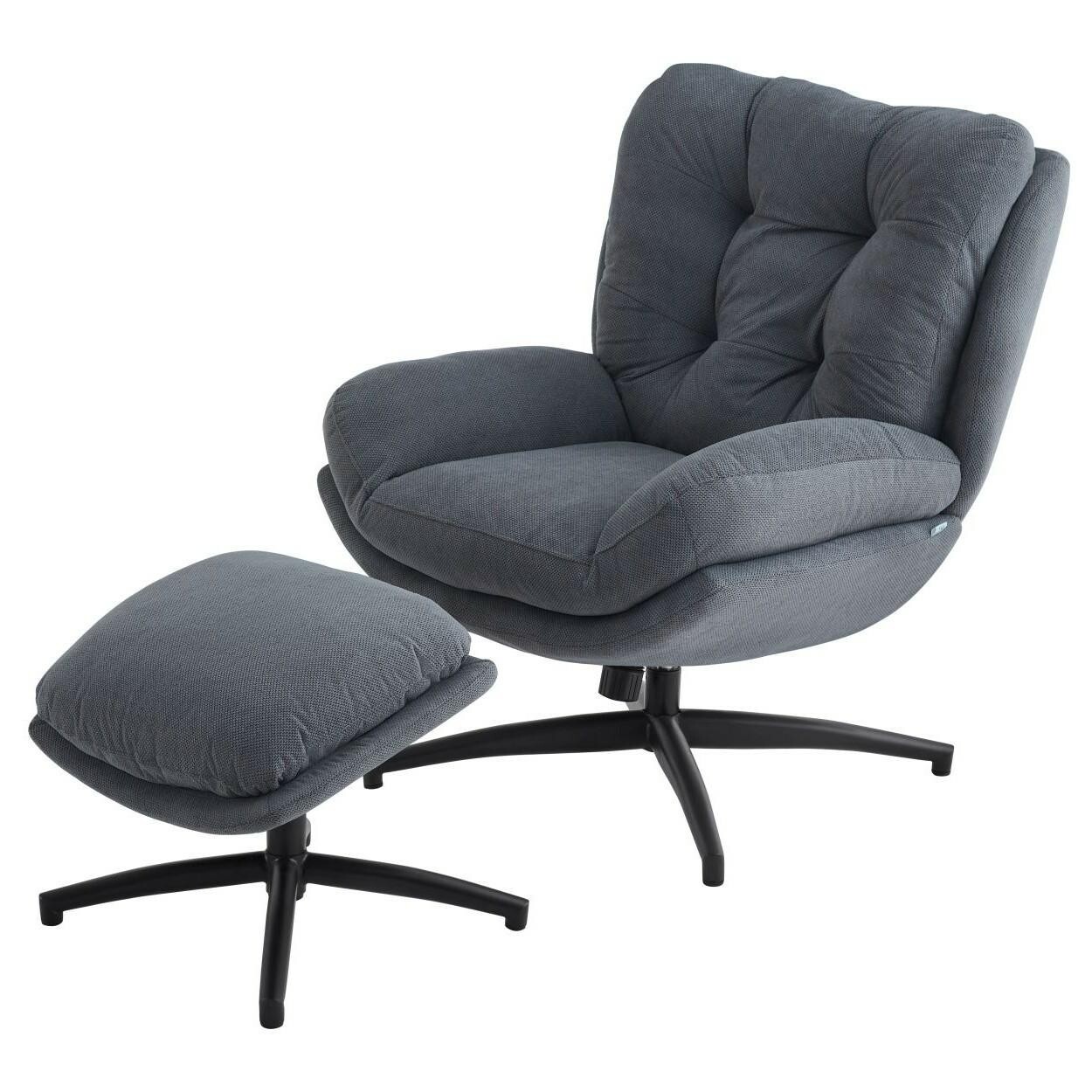 Otočné křeslo s podnožkou ROYAL šedé