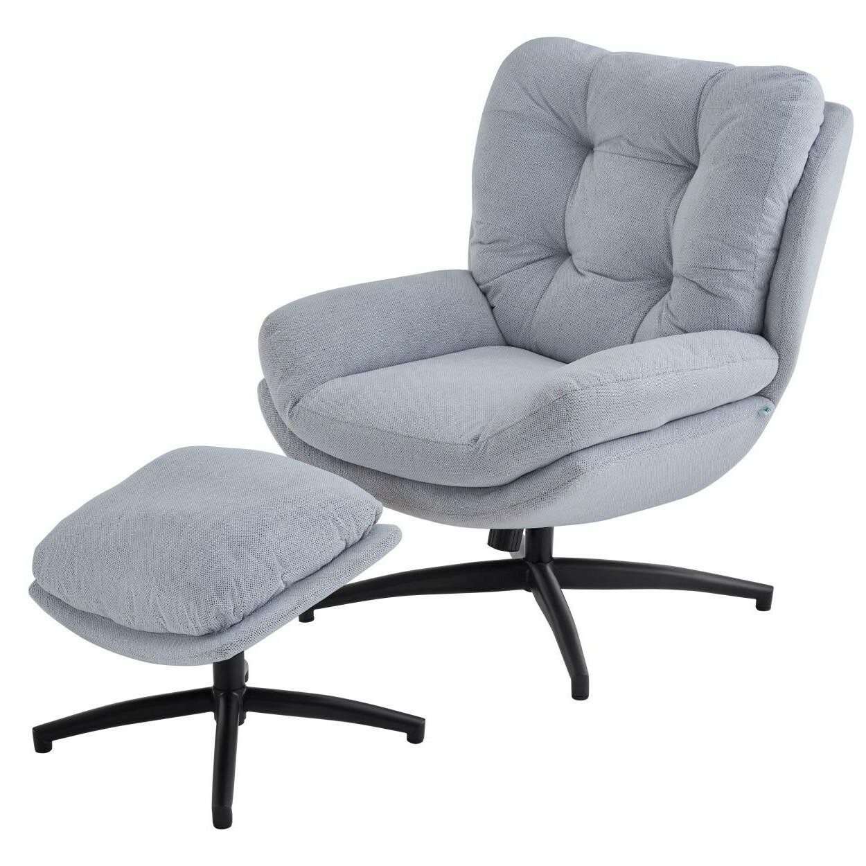 Otočné křeslo s podnožkou ROYAL světle šedé