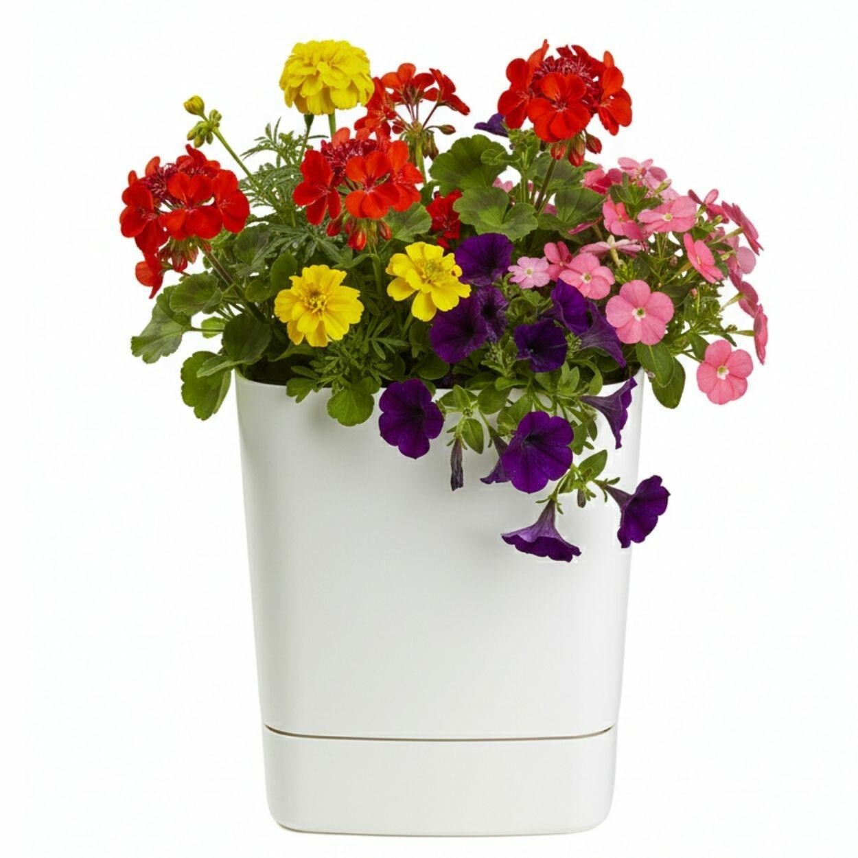 Plastový květináč s podmiskou Cubi 30x30 cm krémový