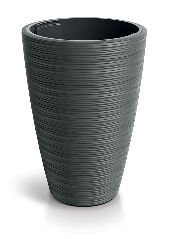 Plastový květináč Venas Round tmavě šedý II