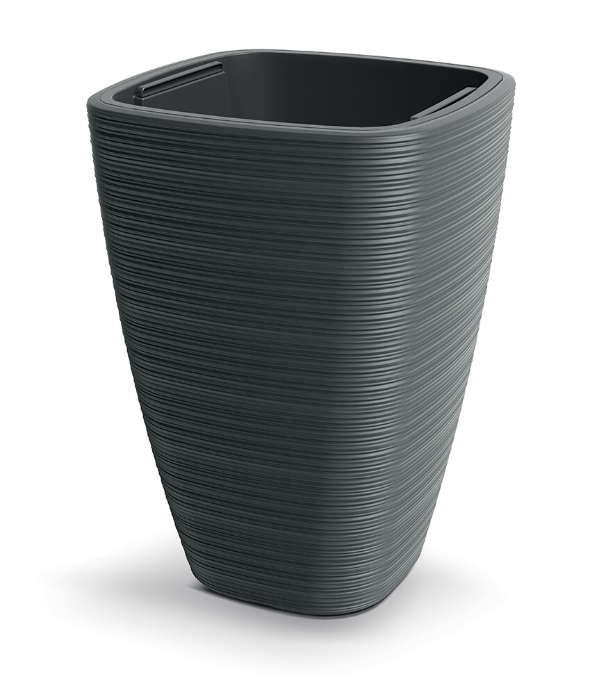 Plastový květináč Venas Square tmavě šedý