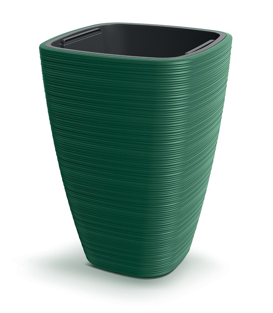Plastový květináč Venas Square tmavě zelený