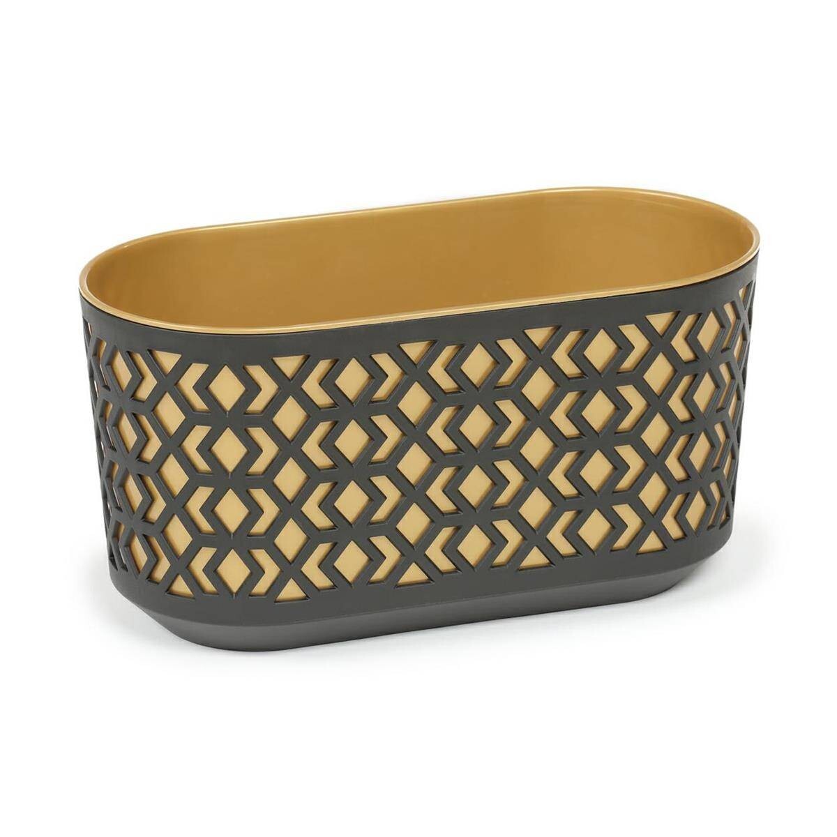Plastový oválný truhlík Etnic 40x20 cm černý/zlatý