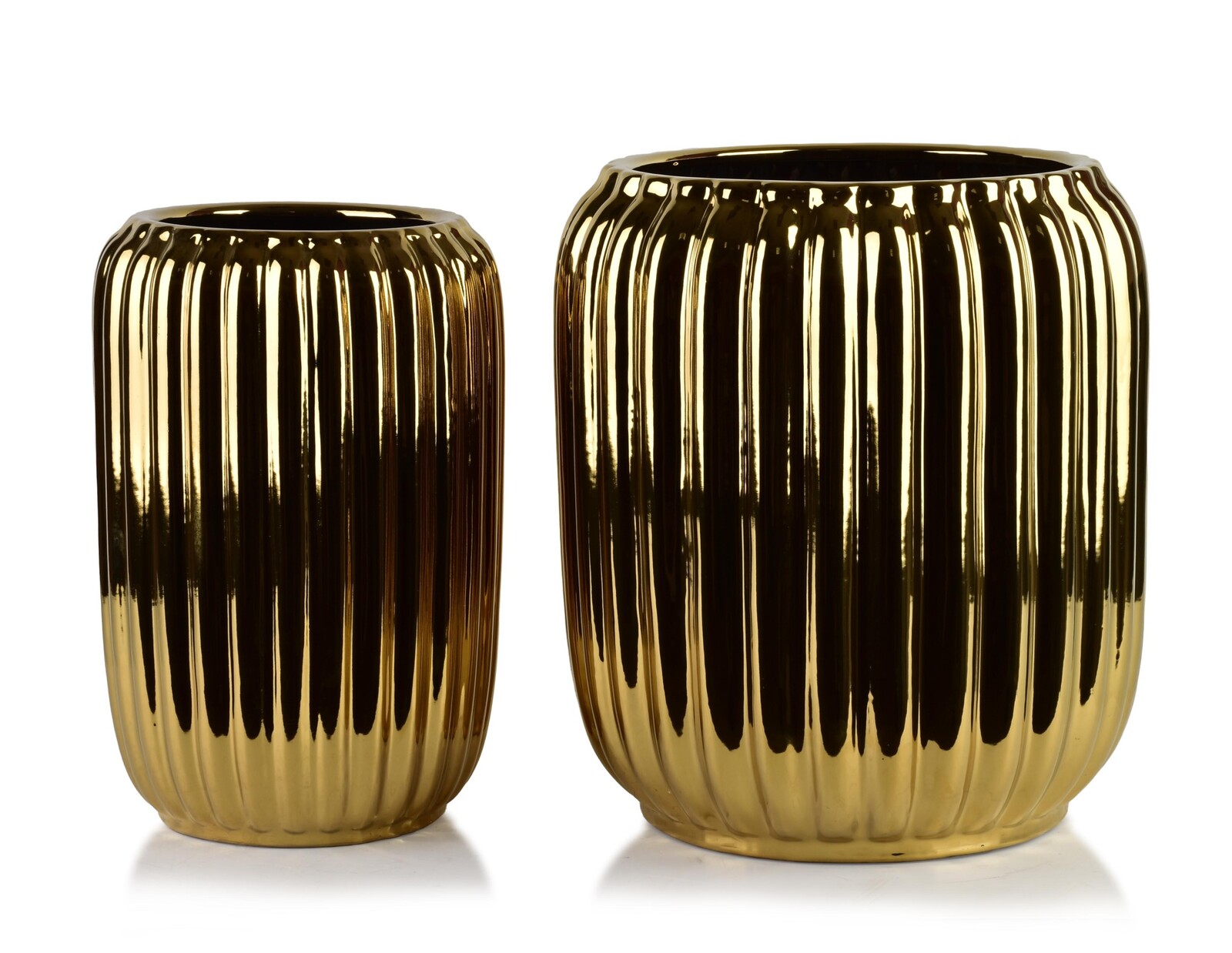 Sada 2 ks keramických květináčů NEVA GOLD XV zlatá