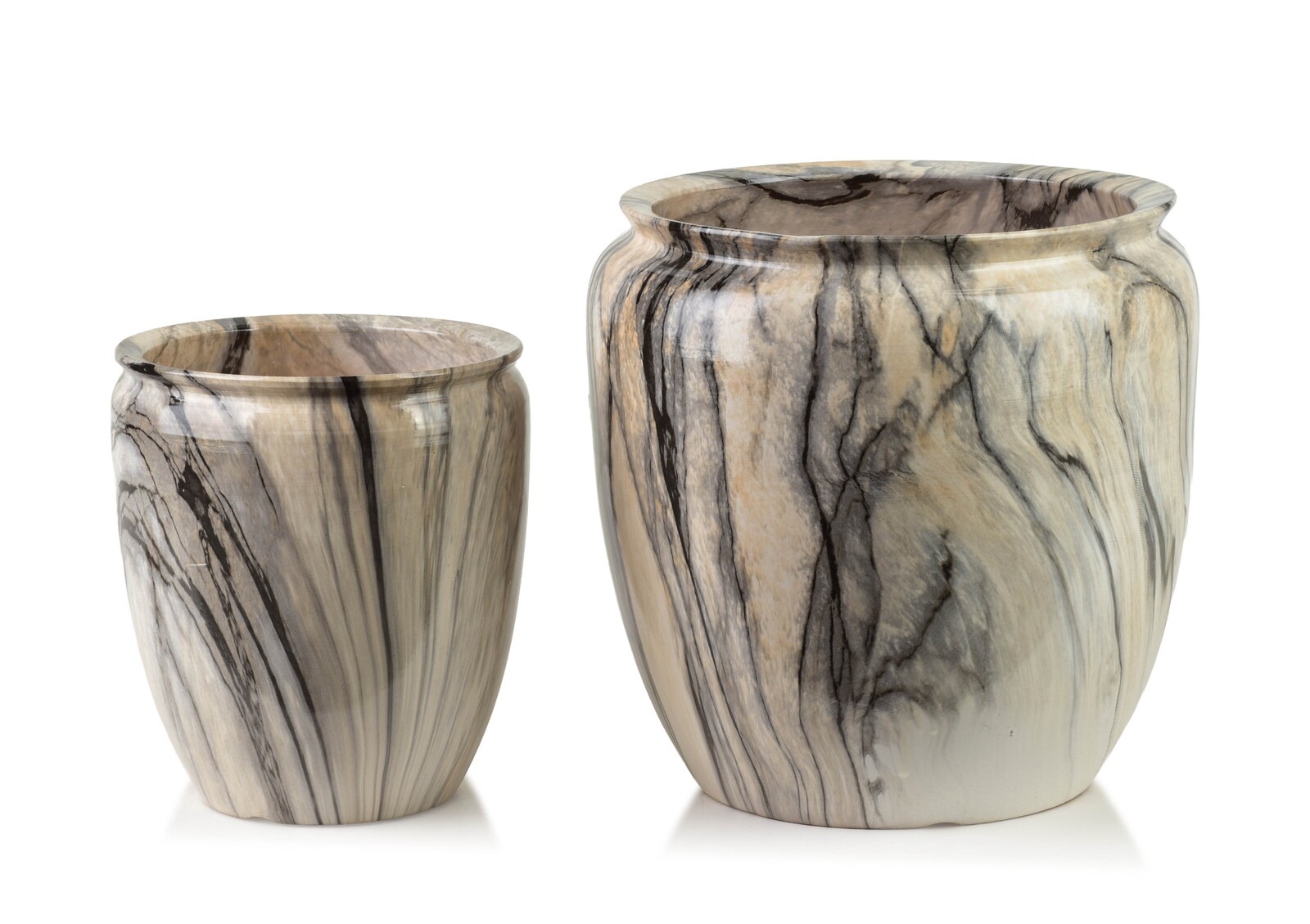 Sada 2 ks keramických květináčů NEVA MARBLE I béžová/hnědá