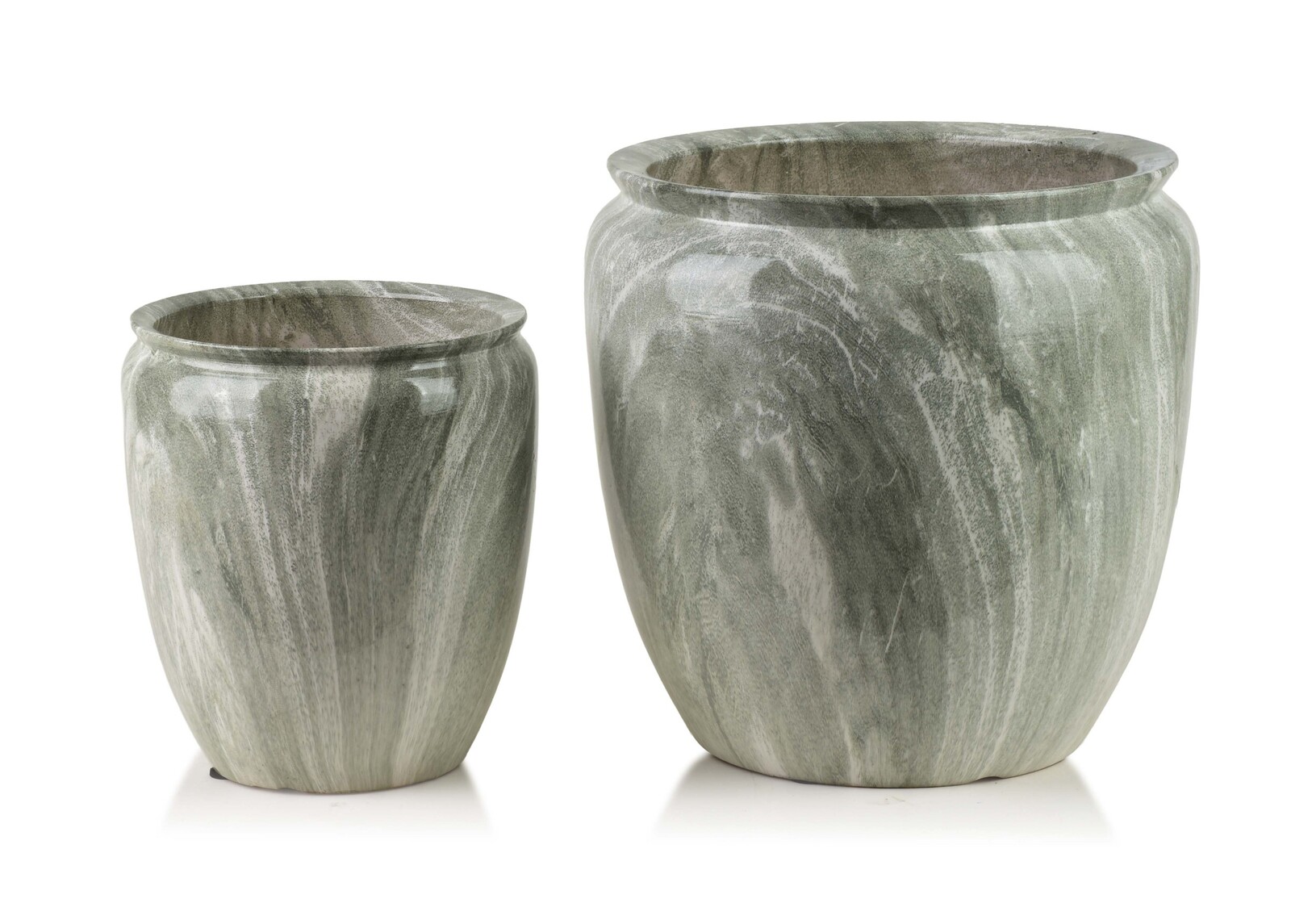 Sada 2 ks keramických květináčů NEVA MARBLE I zelená/šedá