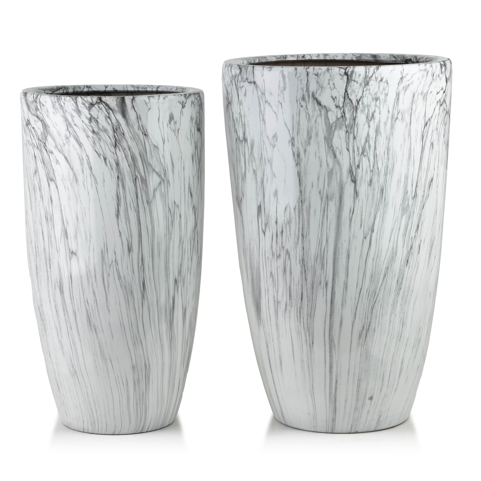 Sada 2 ks keramických květináčů NEVA MARBLE II bílá/šedá