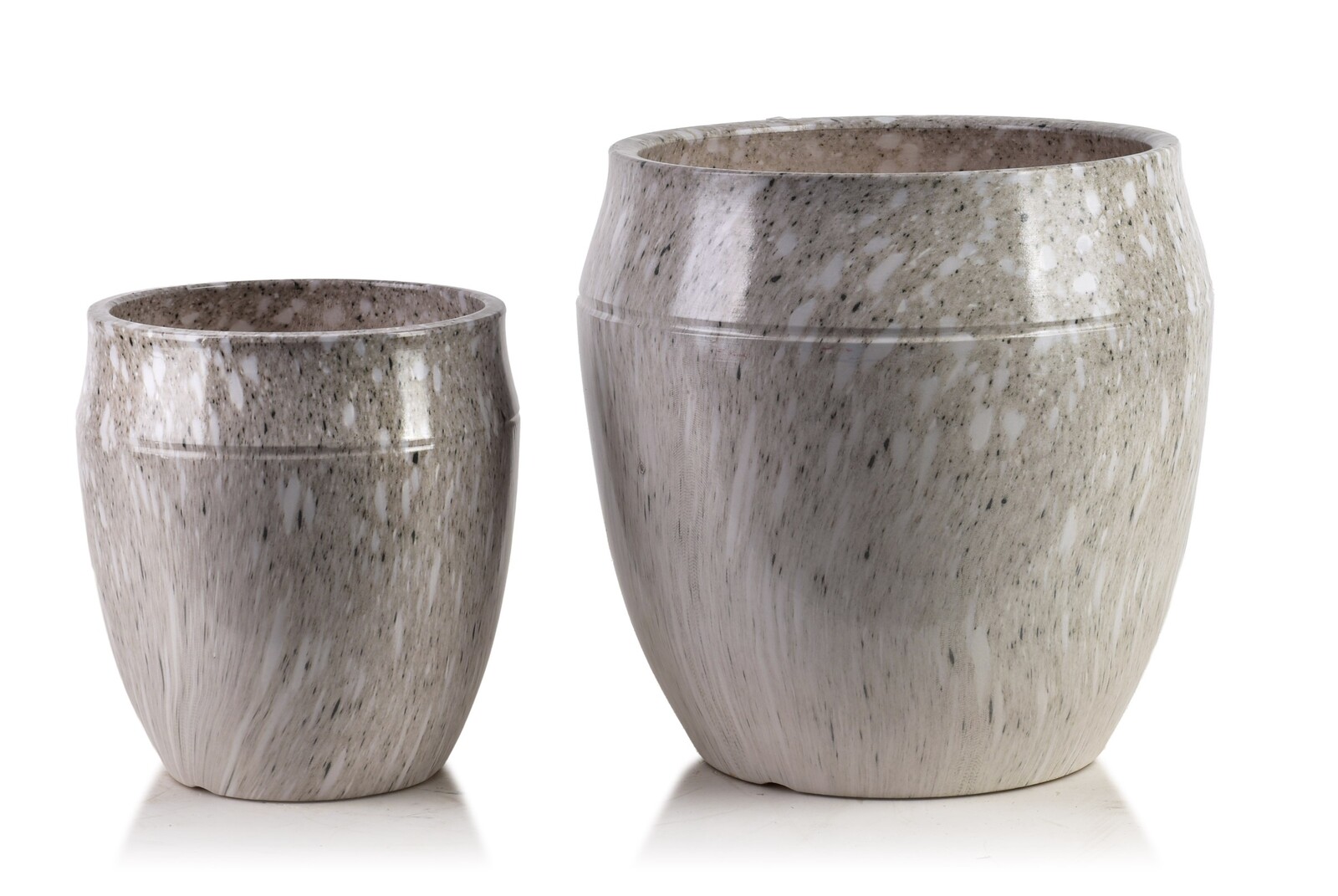 Sada 2 ks keramických květináčů NEVA XIV šedá