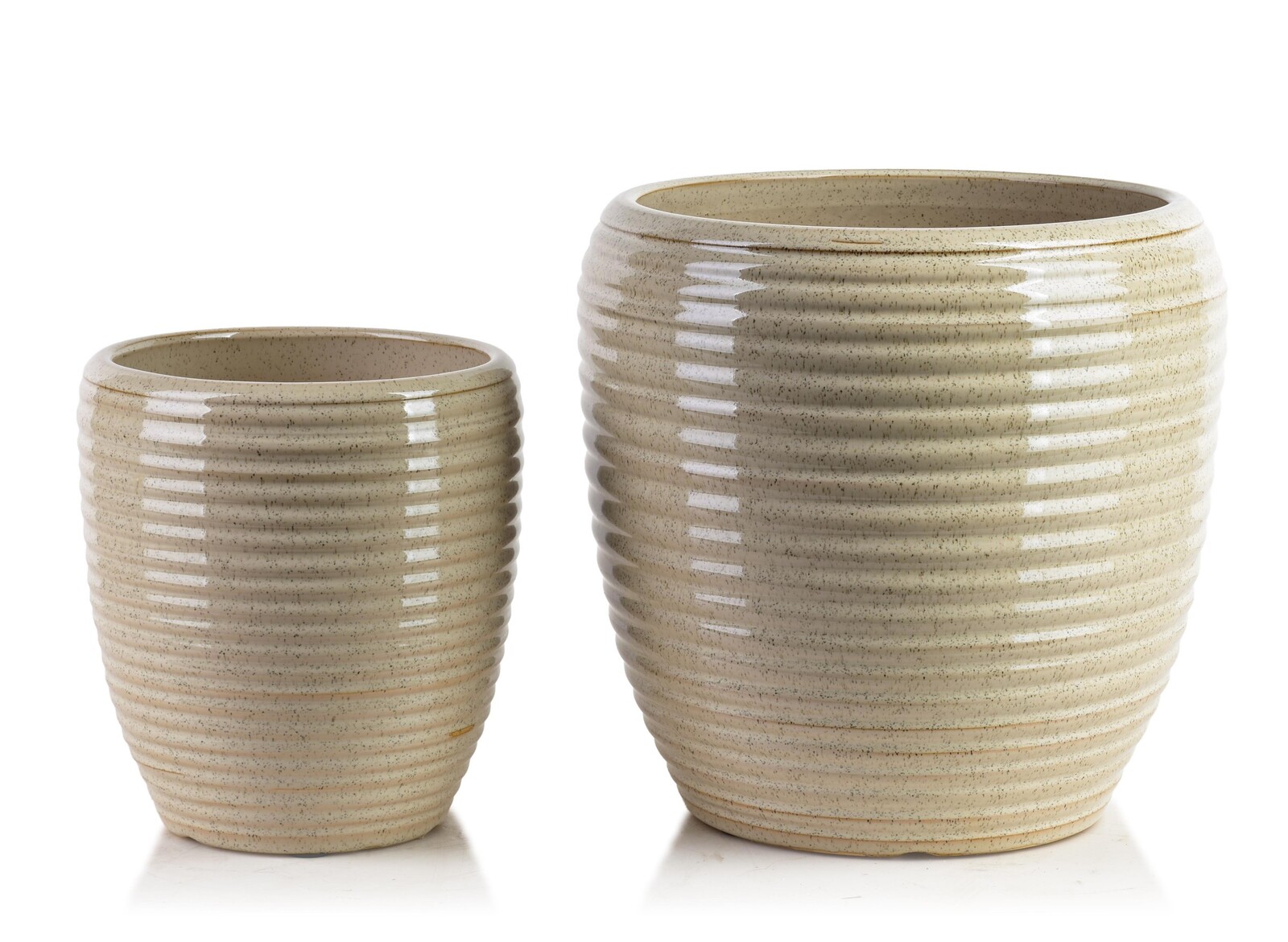 Sada 2 ks keramických květináčů NEVA XIV světle béžová