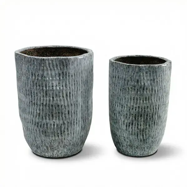Sada 2 ks keramických květináčů NEVA XVI modrá/šedá
