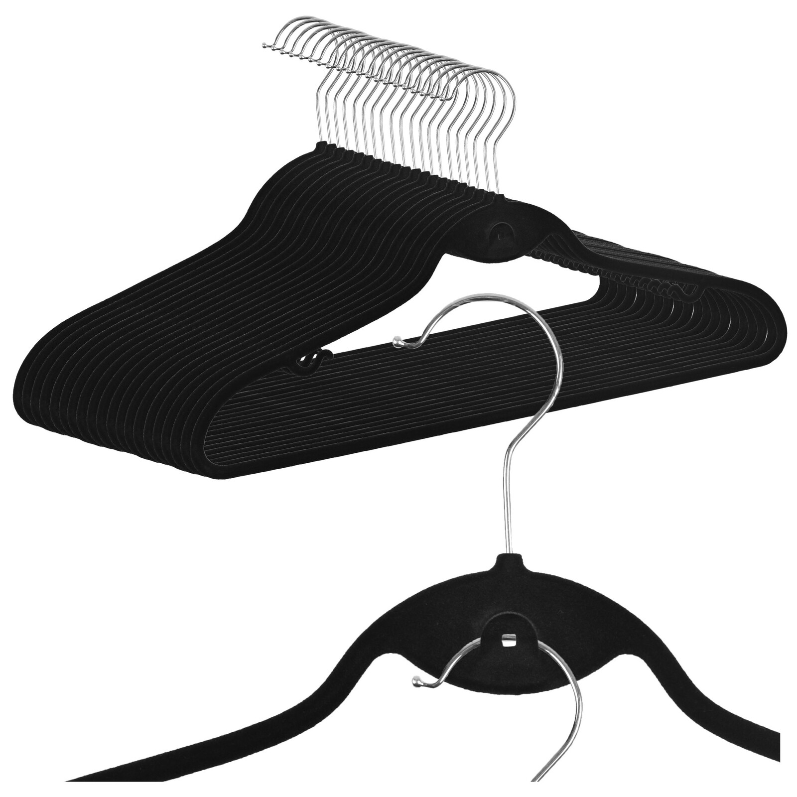 Sada 20 ks velurových ramínek ROXI černá