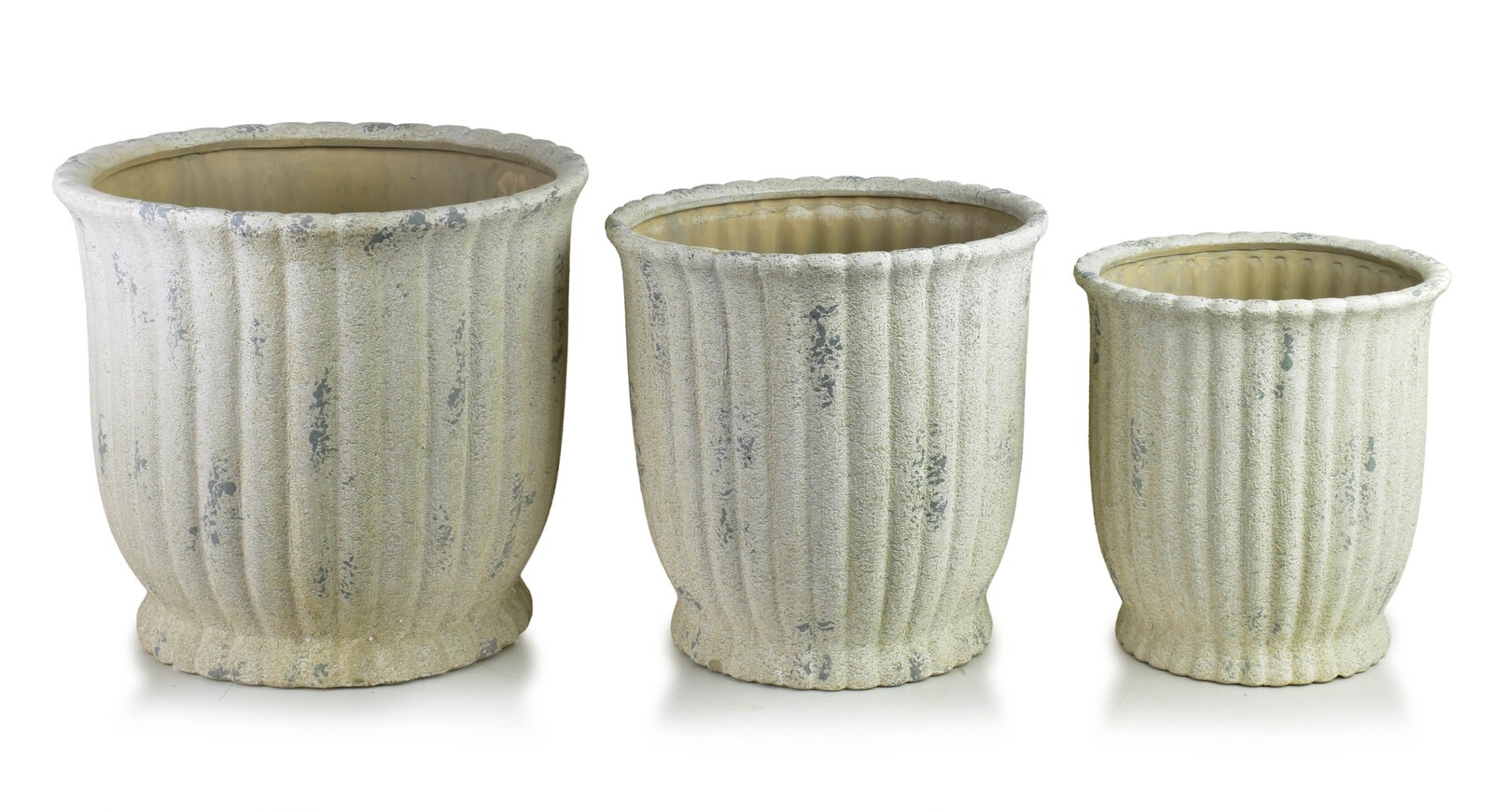 Sada 3 ks keramických květináčů Evro A3 krémová/zelená