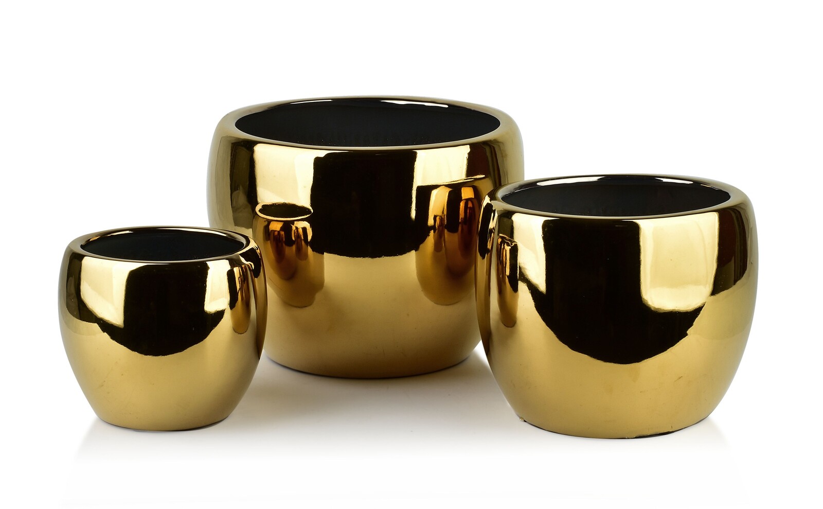 Sada 3 ks keramických květináčů NEVA GOLD XIII zlatá