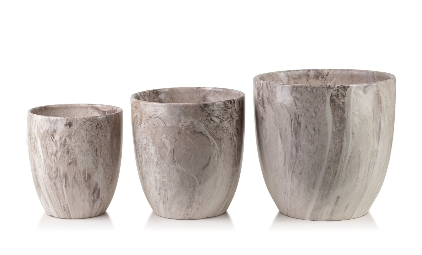 Sada 3 ks keramických květináčů NEVA MARBLE VI béžová