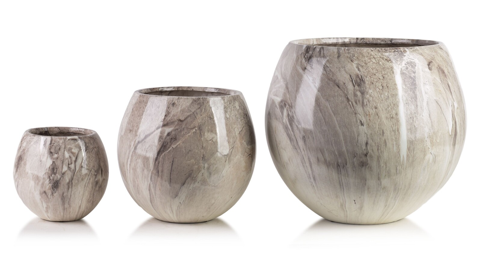 Sada 3 ks keramických květináčů NEVA MARBLE XI béžová