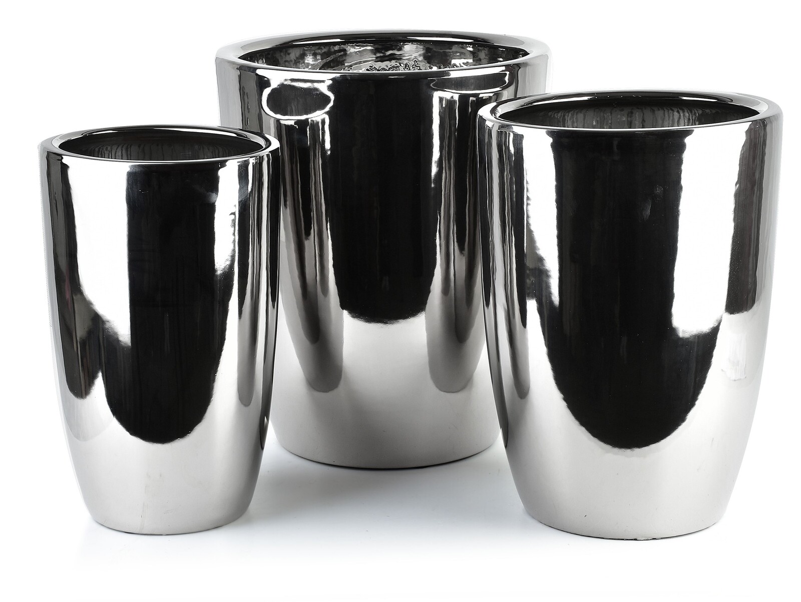 Sada 3 ks keramických květináčů NEVA SILVER XVI stříbrná