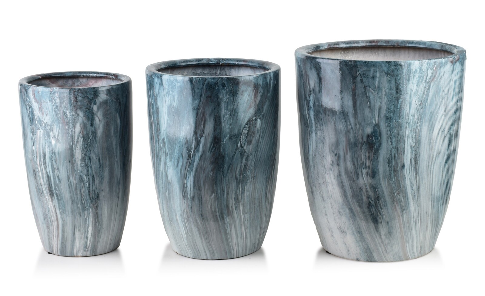 Sada 3 ks květináčů NEVA MARBLE VII modrá