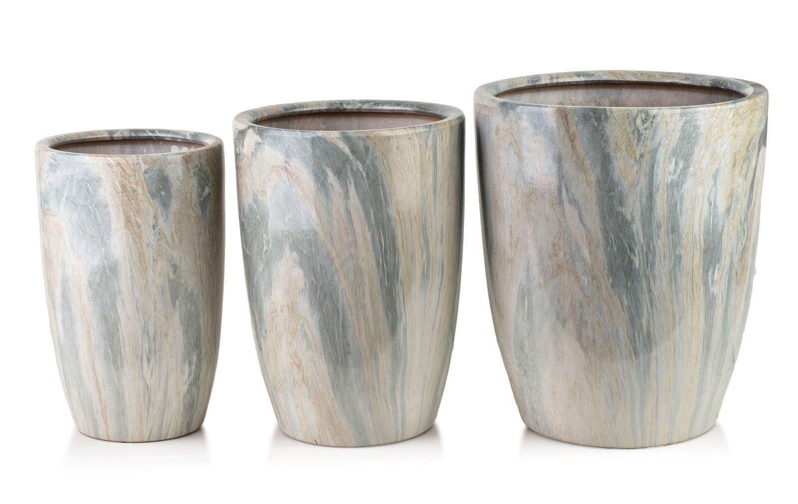 Sada 3 ks květináčů NEVA MARBLE VII šedá/béžová